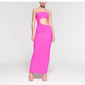 SKIMS FITS EVERYBODY CUT OUT DRESS NEON PINK